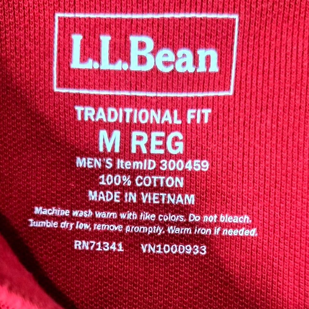 LLBean Mens Long Sleeve Polo‎ Shirt Red Traditional Fit M Reg Cotton - Picture 2 of 6